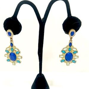 Blue Goldtone Statement Earrings